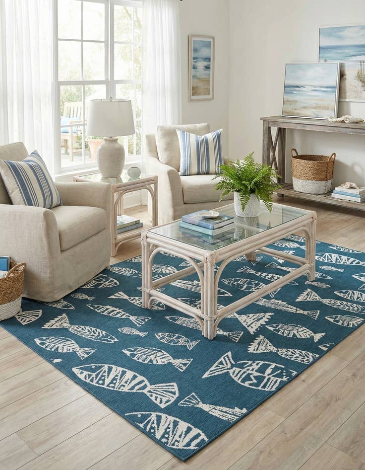 Detail image of  6' x 9'  Washable Coastal Indoor / Outdoor Rug