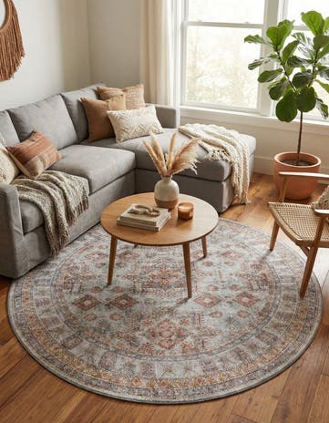 7' 10 x 7' 10 Washable Timeless Round Rug