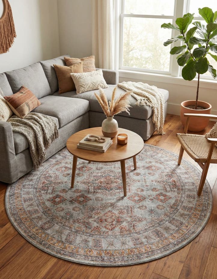 7' 10 x 7' 10 Washable Timeless Round Rug
