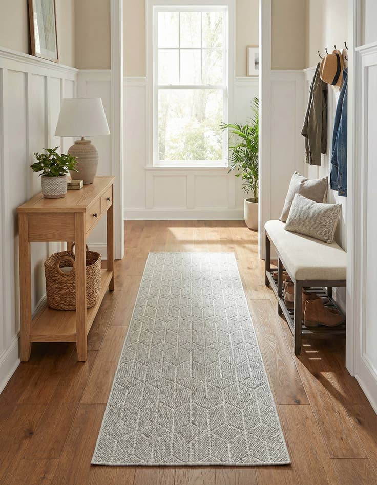 Detail image of  2' 7 x 12'  Washable Lattice Indoor / Outdoor Runner Rug