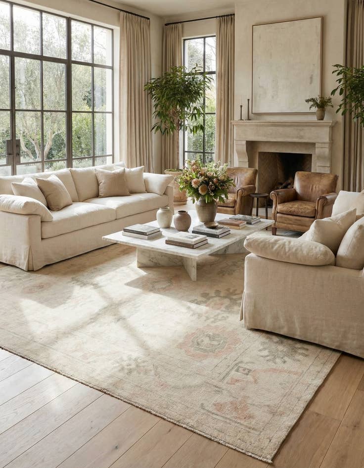 Detail image of 10' 5 x 13' 5  Hand Knotted Oushak Wool Rug