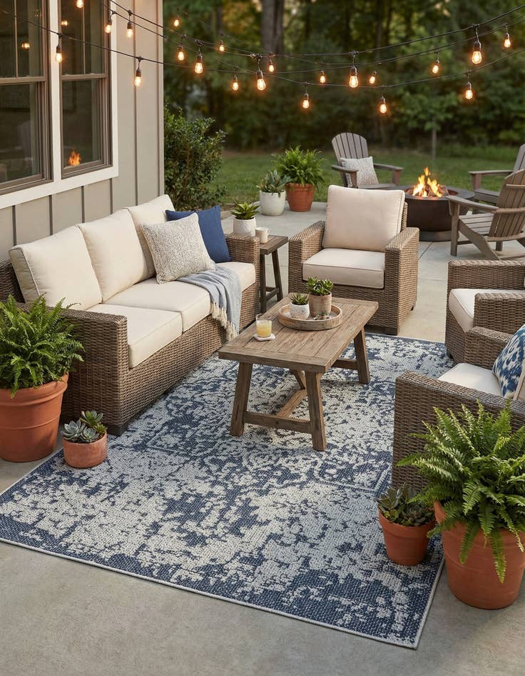 Detail image of 4' 1 x 6' 1  Washable Traditional Indoor / Outdoor Rug