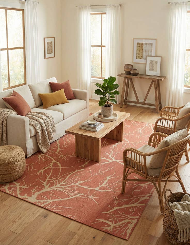 Detail image of 7' x 10'  Washable Botanical Indoor / Outdoor Rug