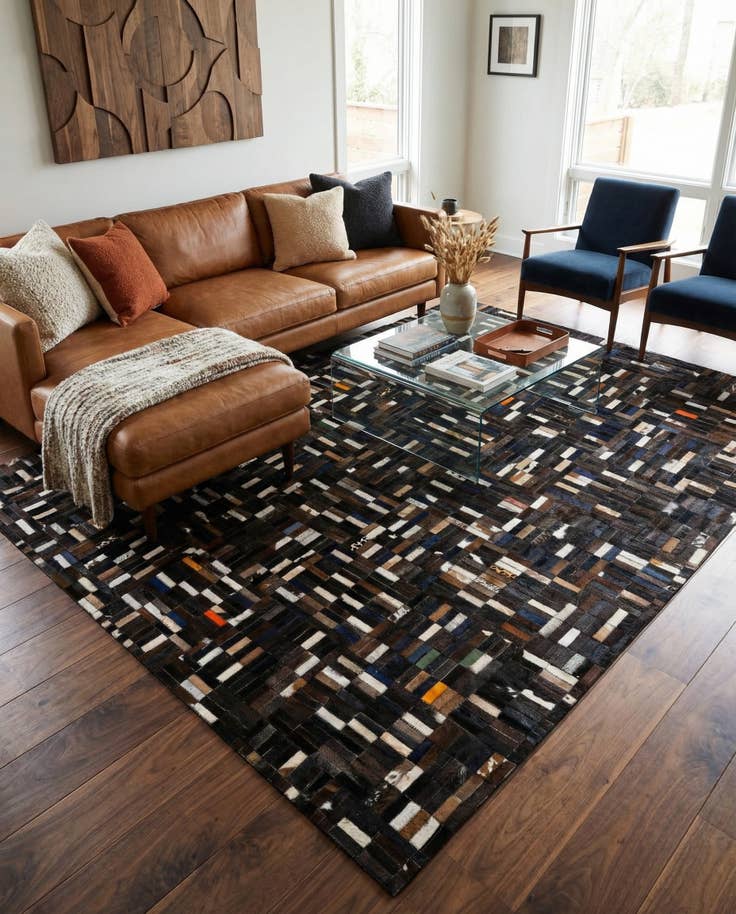 Detail image of 5' 1 x 8' Cowhide - Patchwork Rug