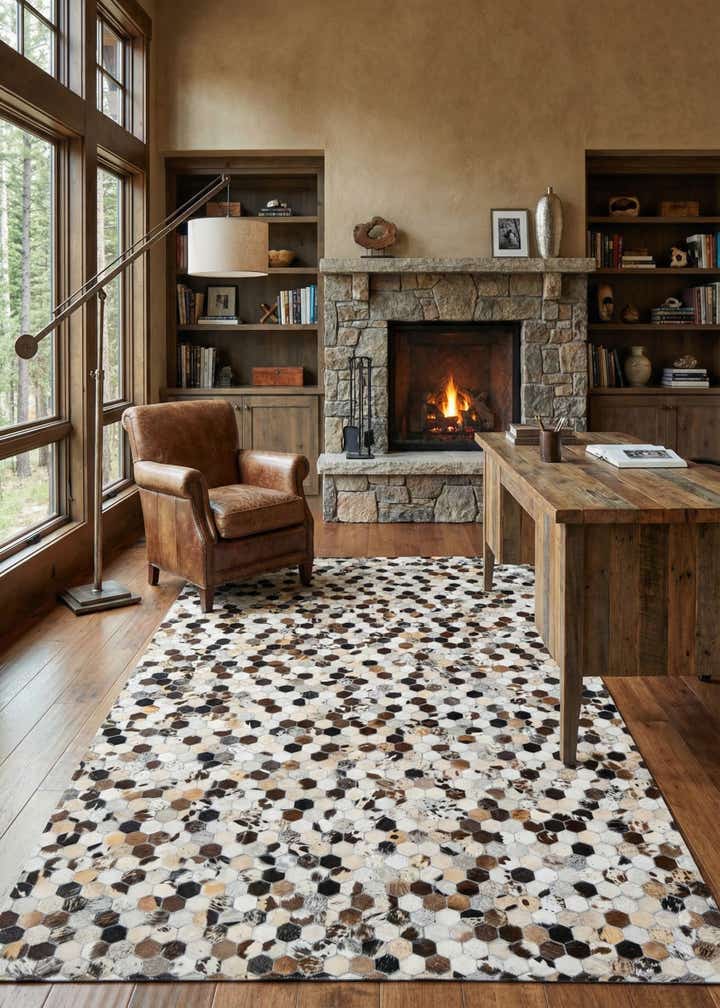 5' 1 x 8' Cowhide Leather Rug