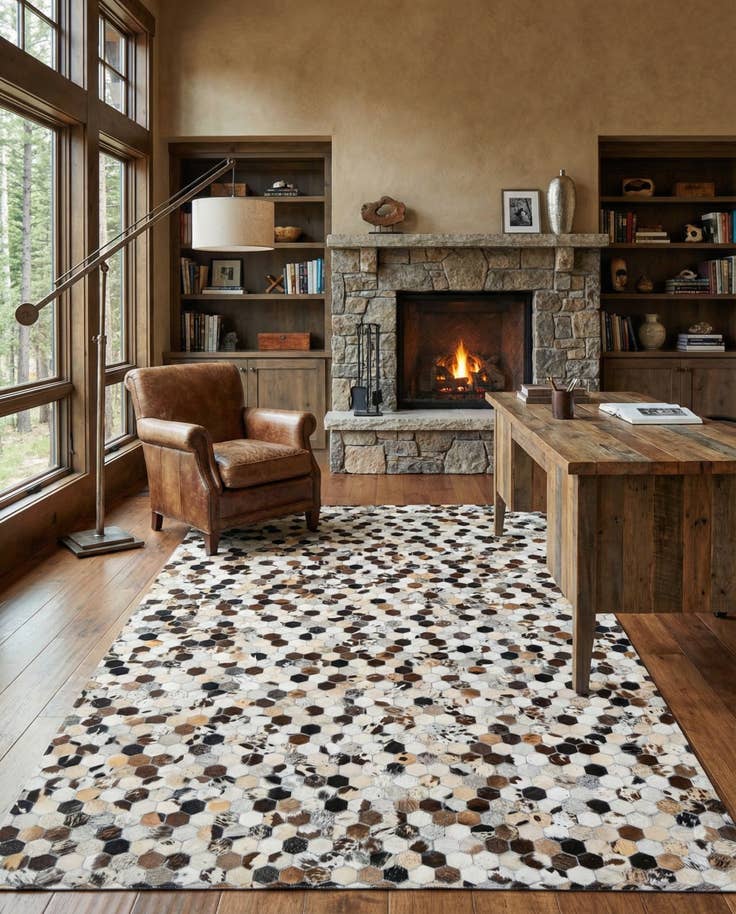 Detail image of 5' 1 x 8' Cowhide Leather Rug
