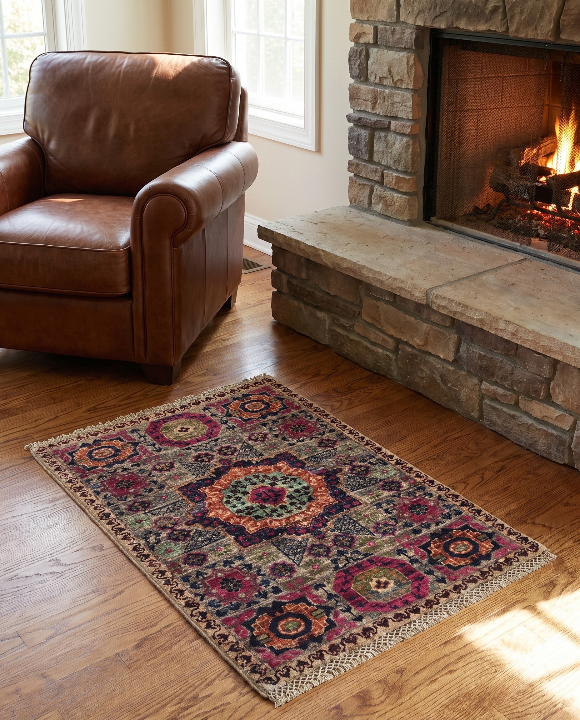 2' x 3' 2 Hand Knotted Mamluk Ziegler Rug