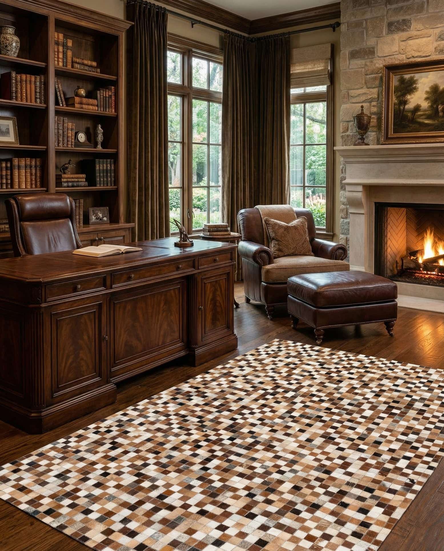 5' 1 x 7' 10 Cowhide Stocks Rug