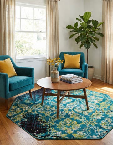 Blue Ankara Octagon Rug