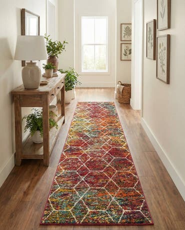  2' 7 x 12' Lattice Frieze Runner Rug
