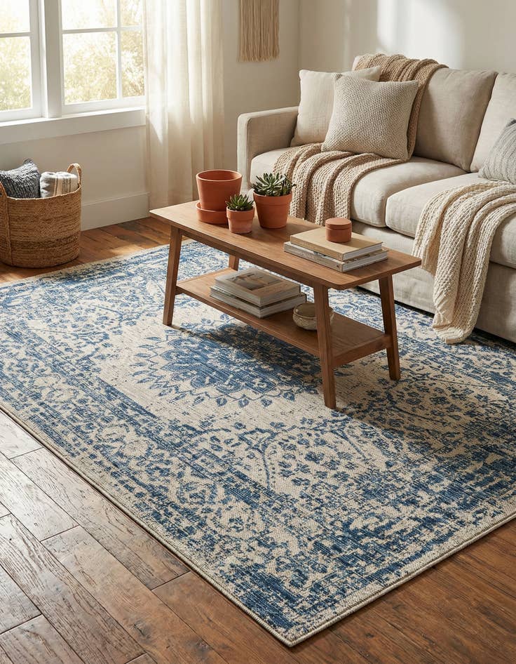 Detail image of 5' 3 x 8'  Washable Traditional Indoor / Outdoor Rug