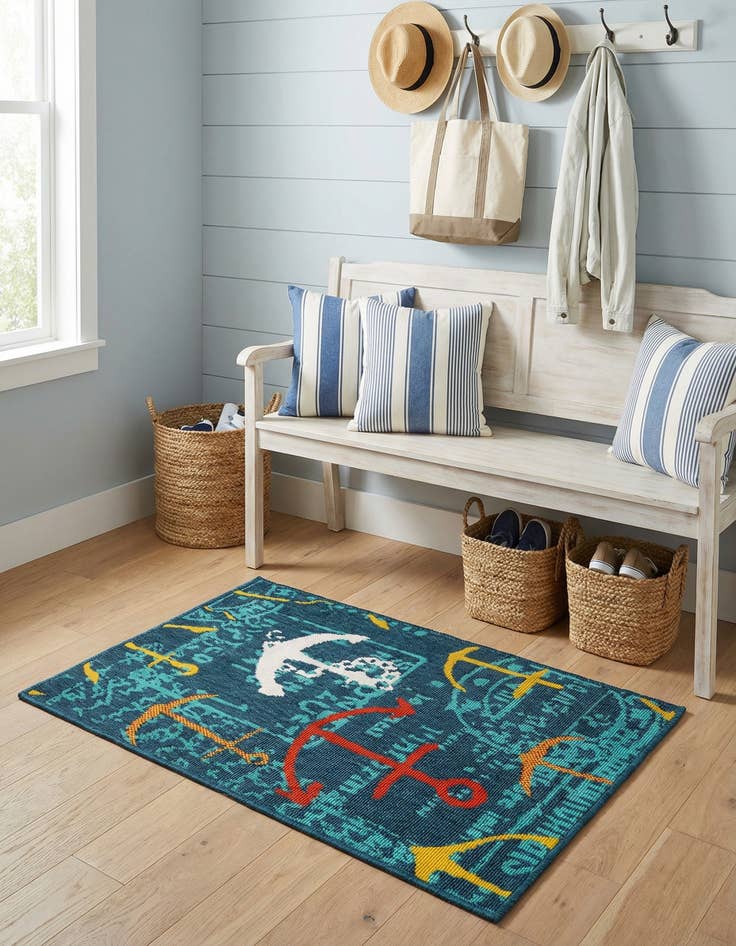 Detail image of 2' x 3'  Washable Coastal Indoor / Outdoor Rug