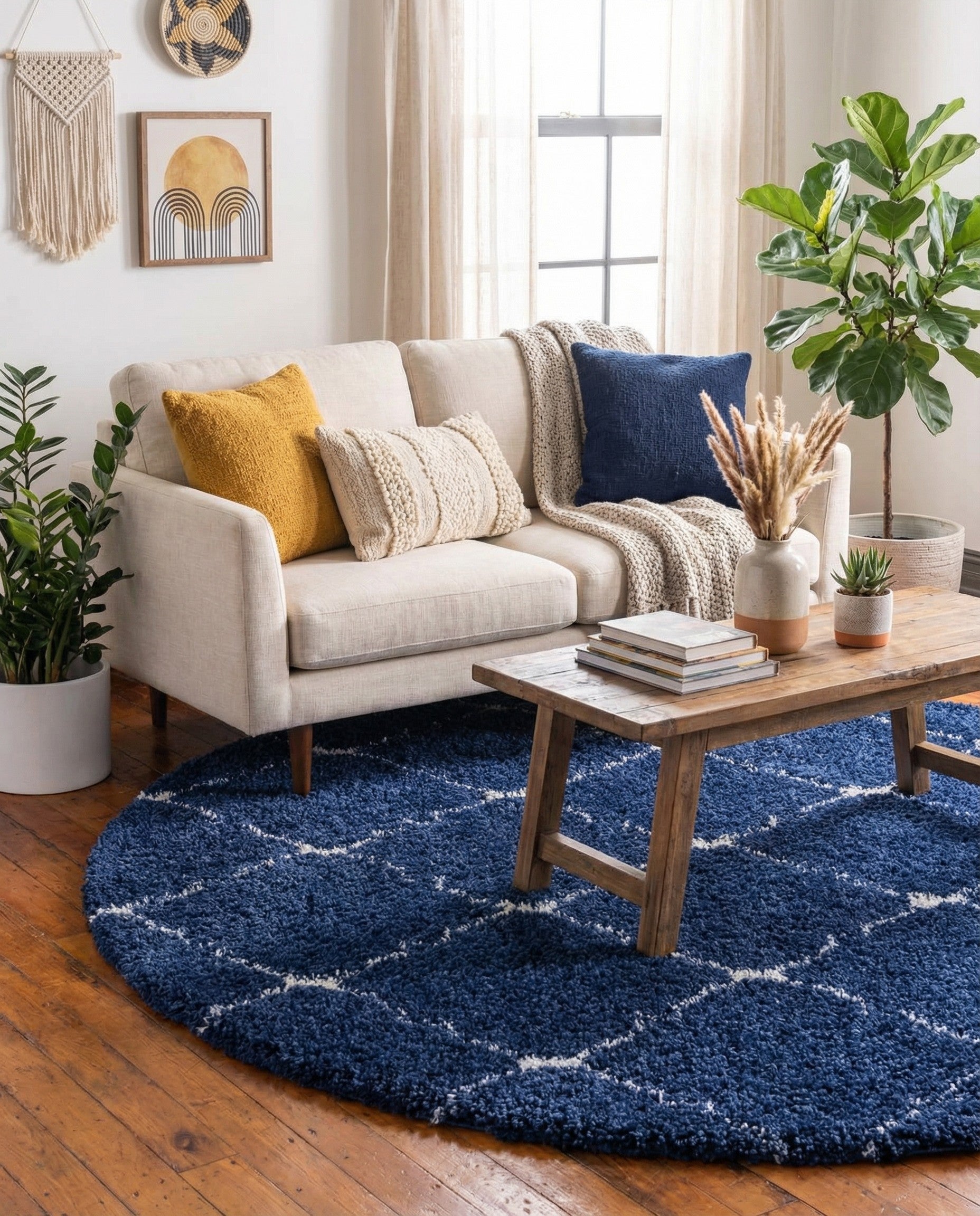  5' x 5' Moroccan Shag Round Rug