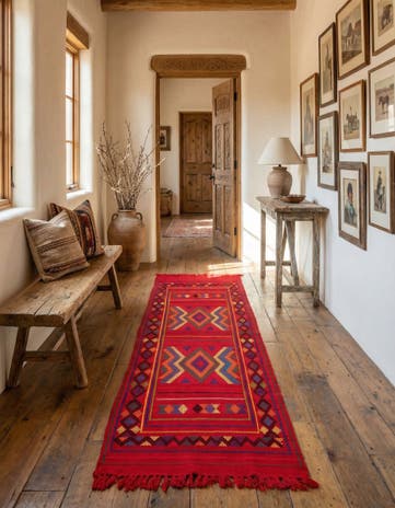 2' 9 x 8' 3 Hand Knotted Kilim Fars Persian Wool Runner Rug