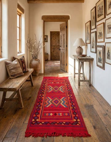 2' 9 x 8' 3 Hand Knotted Kilim Fars Persian Wool Runner Rug
