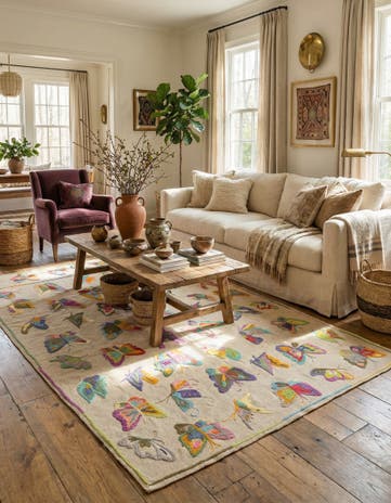 4' 9 x 6' 2 Hand Woven Kilim Suzani Wool Rug