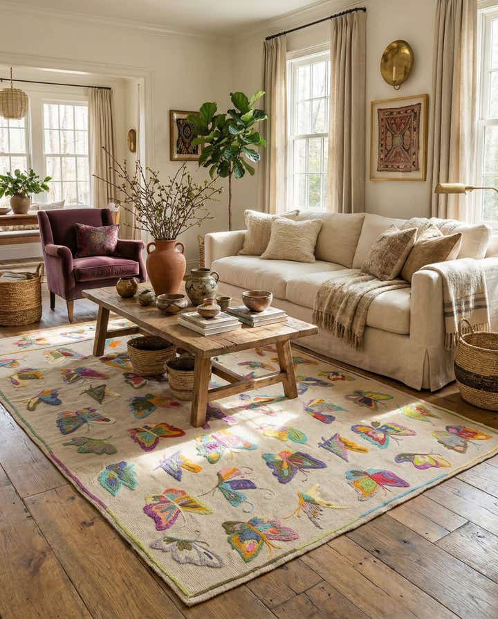 4' 9 x 6' 2 Hand Woven Kilim Suzani Wool Rug