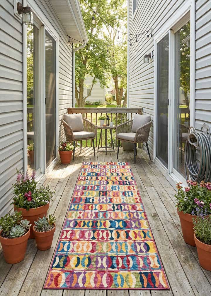 2' 7 x 12' Easy-Clean Modern Indoor / Outdoor Runner Rug