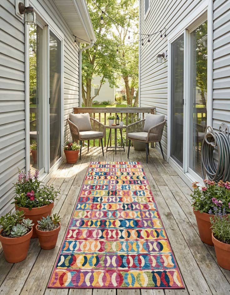 Detail image of 2' 7 x 12' Easy-Clean Modern Indoor / Outdoor Runner Rug