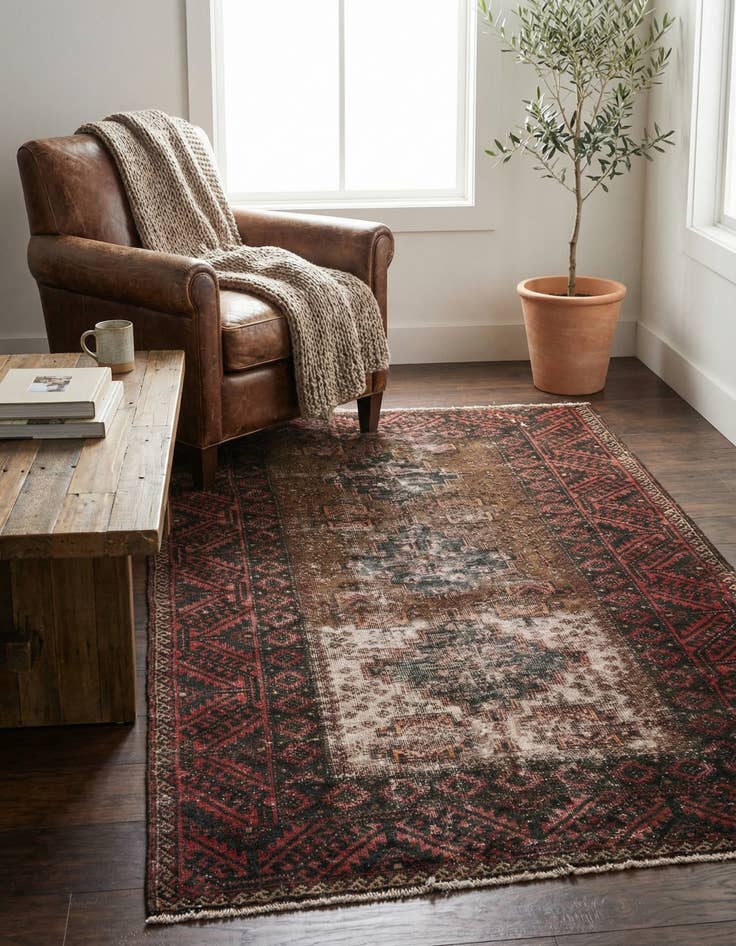 Detail image of 3' 9 x 6' 4  Hand Knotted Ultra Vintage Persian Wool Rug