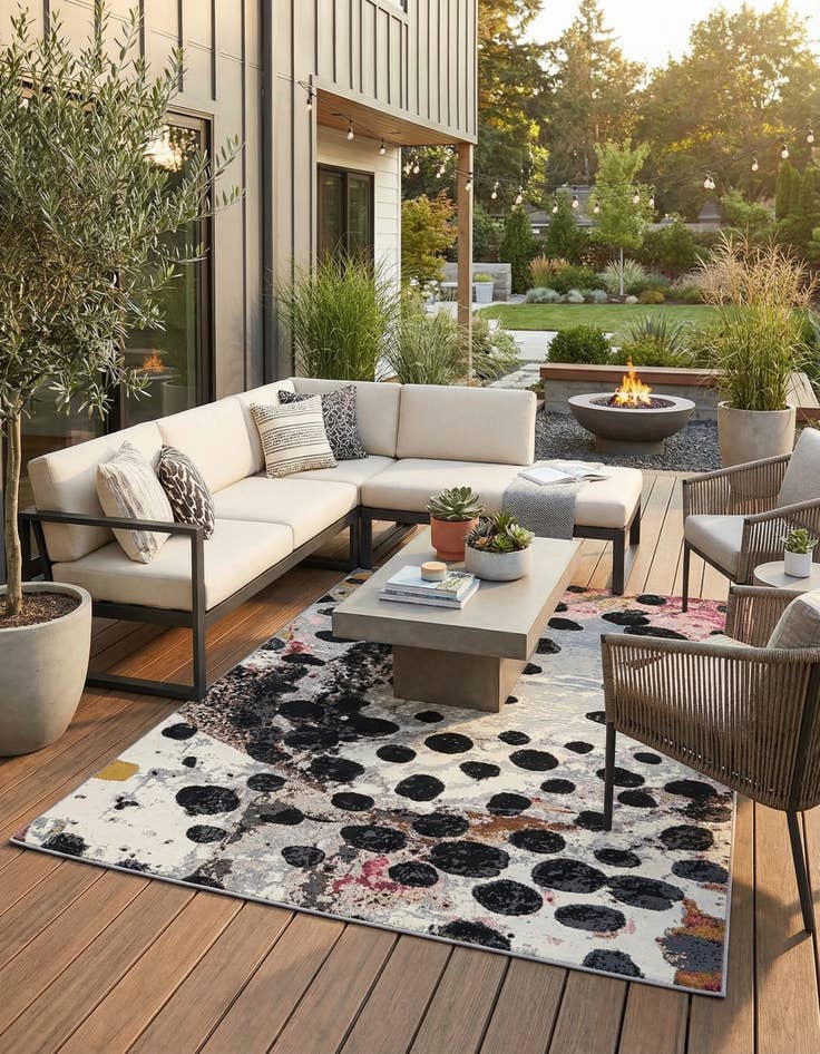 Detail image of 6' x 9'  Washable Modern Indoor / Outdoor Rug