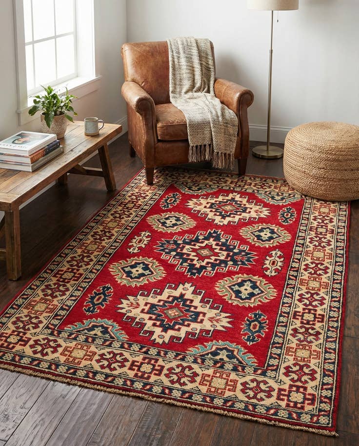 Detail image of 3' 5 x 4' 10 Hand Knotted Kazak Rug