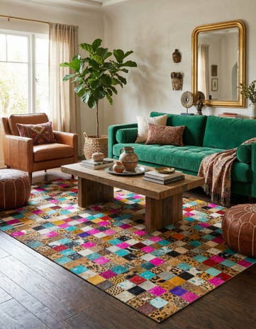 5' x 8' Cowhide Leather Rug