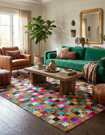 5' x 8' Cowhide Leather Rug