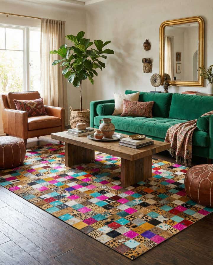 5' x 8' Cowhide Leather Rug