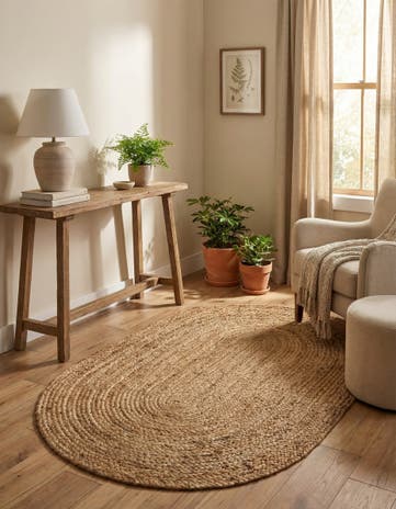 Natural Handmade Braided Jute Oval Rug