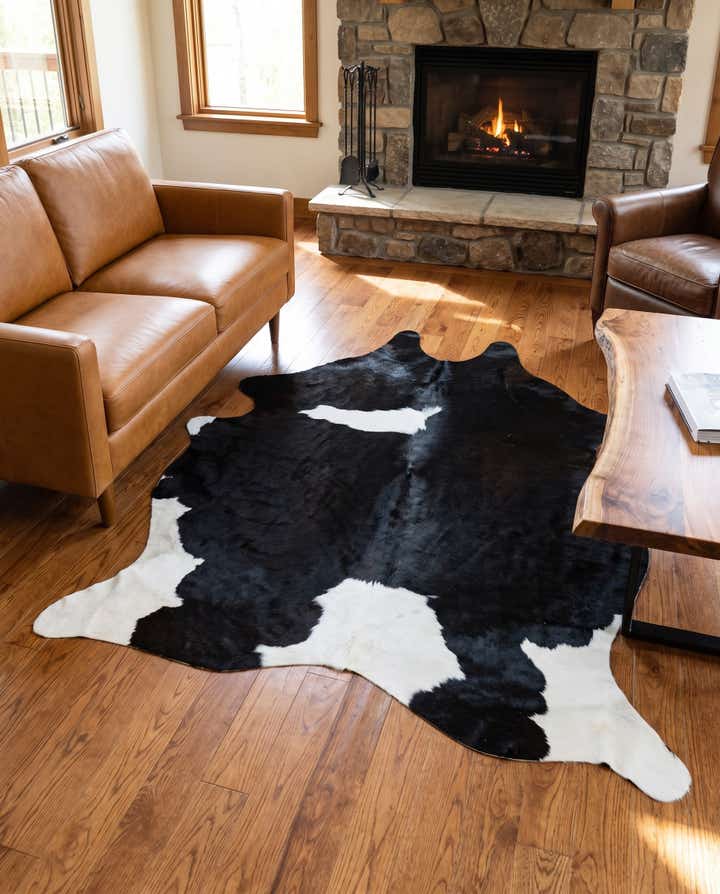 5' 3 x 6' 9 Cowhide Leather Rug