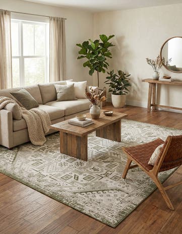 10' x 10' Easy-Clean Aztec Indoor / Outdoor Square Rug