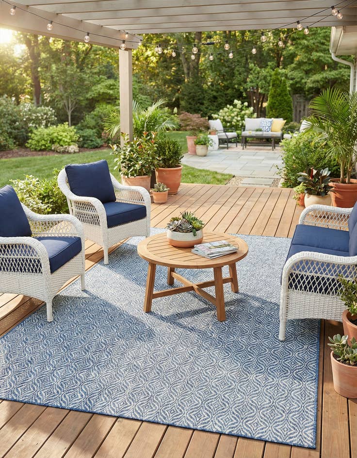Detail image of  6' x 9'  Washable Lattice Indoor / Outdoor Rug