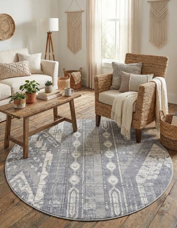Gray Oregon Round Rug