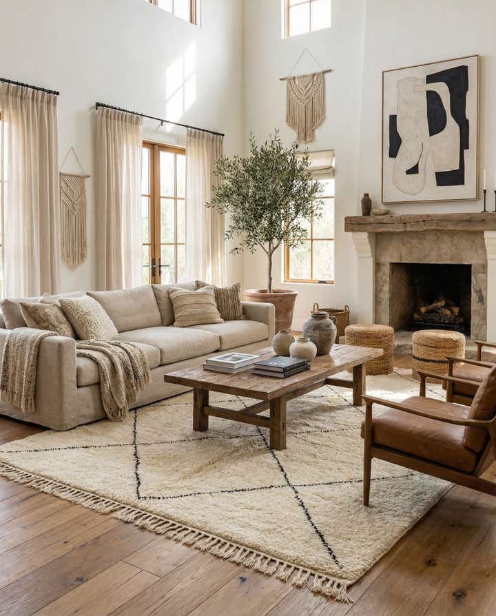 6' 8 x 9' 8 Hand Knotted Moroccan Wool Rug