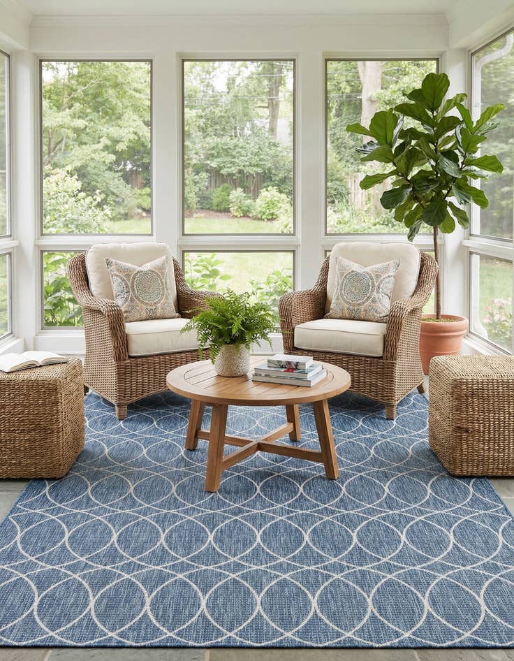 Detail image of 7' 10 x 11'  Washable Trellis Indoor / Outdoor Rug