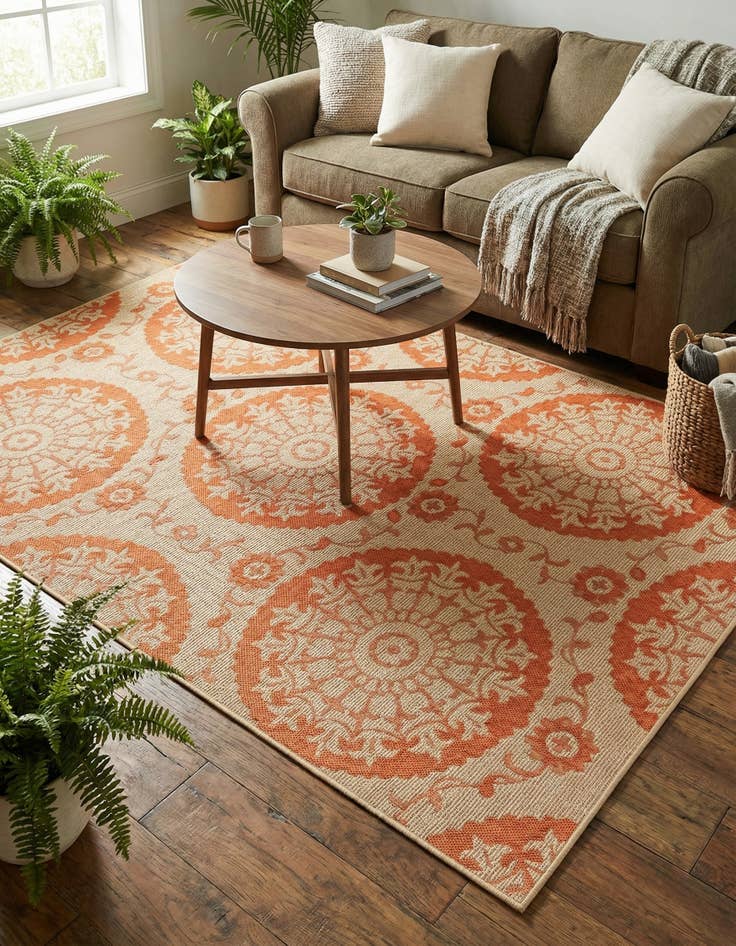 Detail image of 5' 3 x 8'  Washable Botanical Indoor / Outdoor Rug