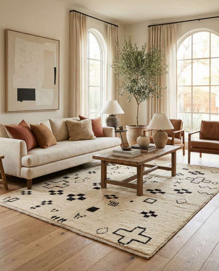 5' x 6' 6 Hand Knotted Moroccan Wool Rug