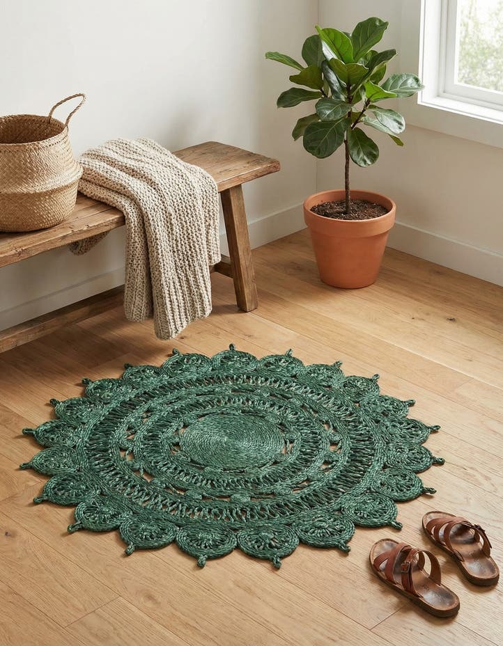 3' 1 x 3' 1 Handmade Braided Jute Round Rug