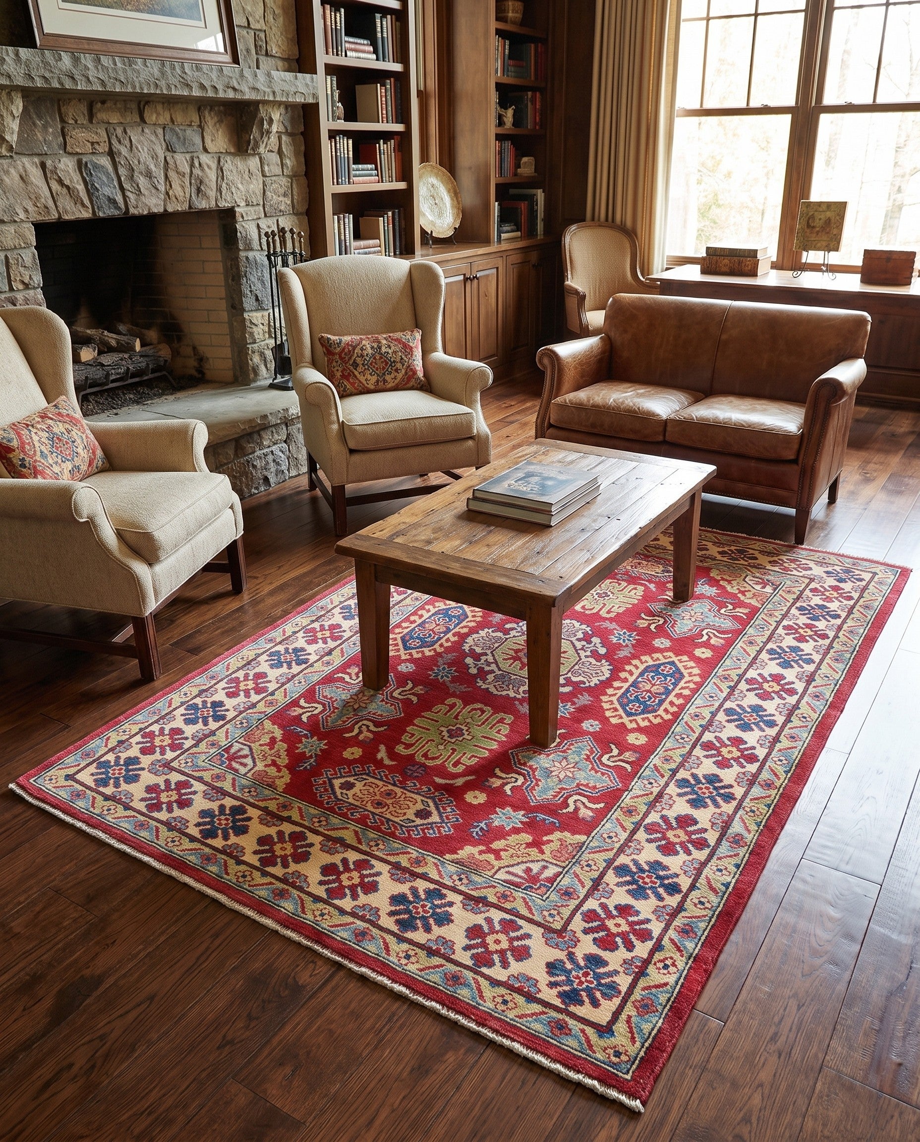 4' 2 x 6' 3 Hand Knotted Kazak Rug