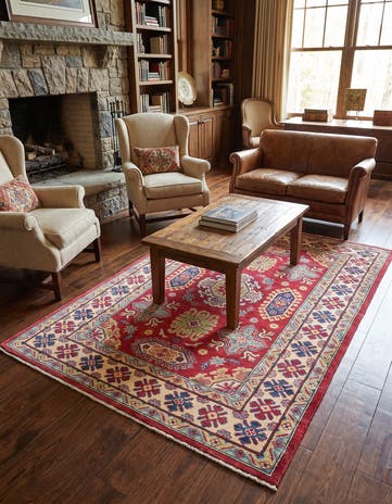 4' 2 x 6' 3 Hand Knotted Kazak Rug