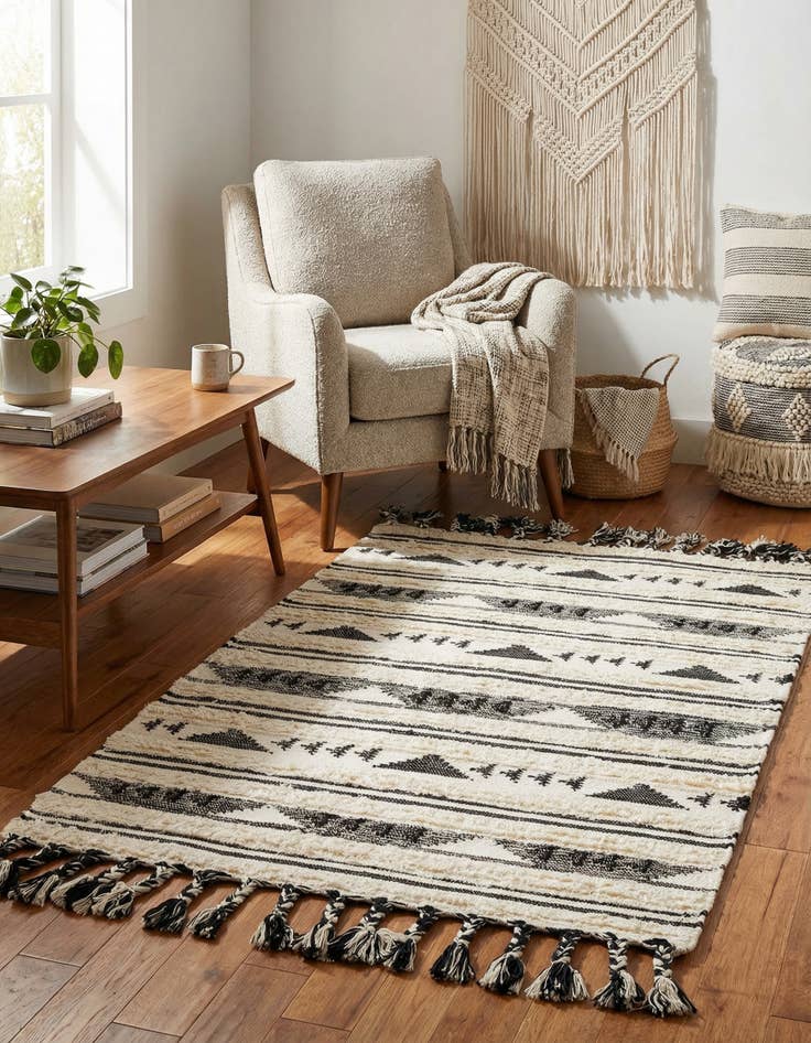 Detail image of 4' 1 x 6' 1  Hand Woven Arizona Wool Rug