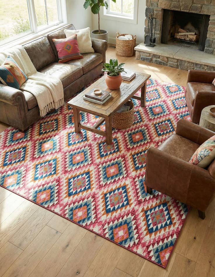 Detail image of 10' x 12' Easy-Clean Southwestern Indoor / Outdoor Rug