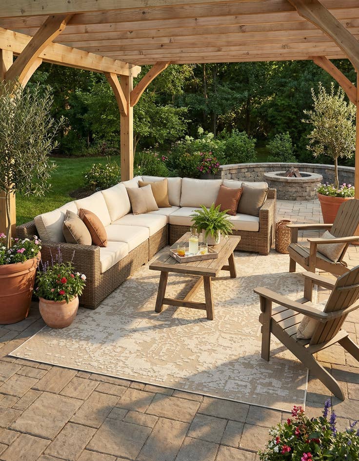 Detail image of 10' x 14' 1  Washable Traditional Indoor / Outdoor Rug