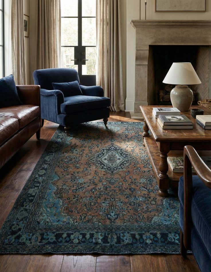 Detail image of 6' 10 x 9' 5  Hand Knotted Ultra Vintage Persian Wool Rug