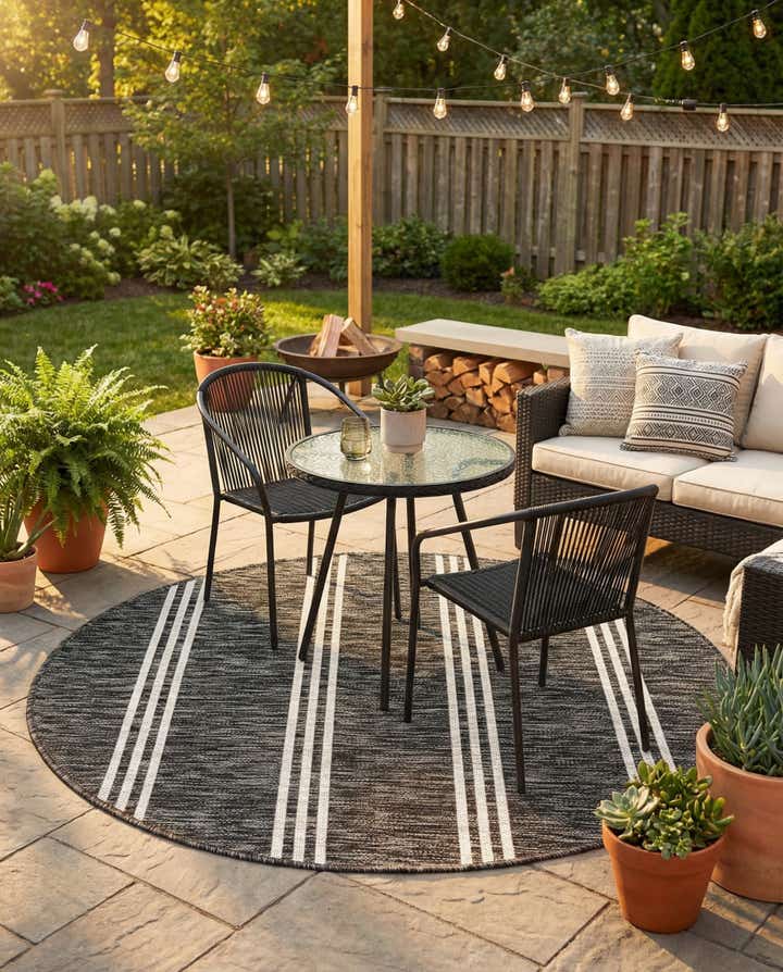 4' x 4' Easy-Clean Jill Zarin Anguilla Indoor / Outdoor Round Rug
