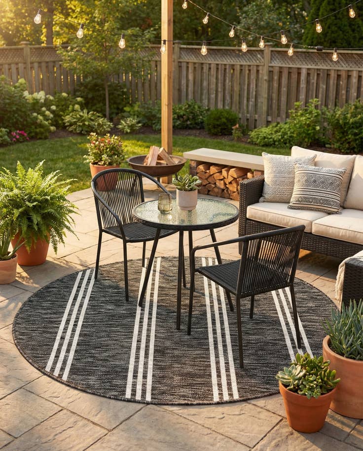 Detail image of 4' x 4' Easy-Clean Jill Zarin Anguilla Indoor / Outdoor Round Rug