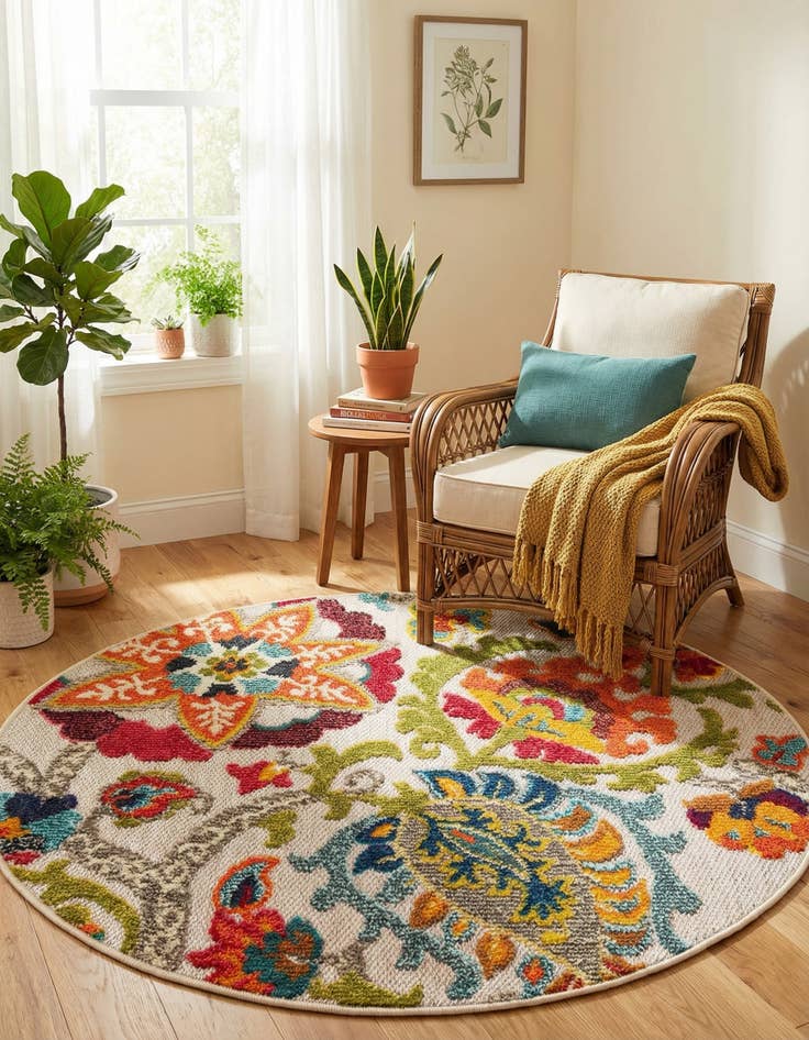 Detail image of  3' x 3'  Washable Casablanca Indoor / Outdoor Round Rug