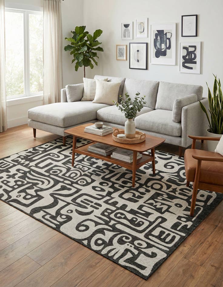 Detail image of  7' 10 x 10'  Washable Modern Indoor / Outdoor Rug