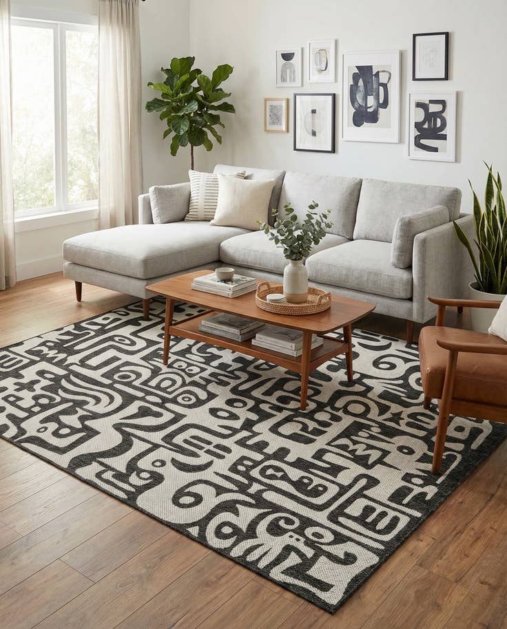 Detail image of 7' 10 x 10' Easy-Clean Modern Indoor / Outdoor Rug